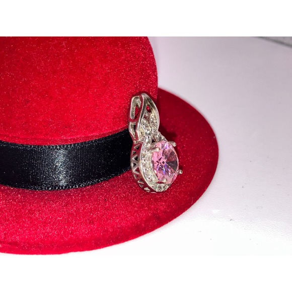 Pink Faux Tourmaline Crystal Rhinestones 7/8 Inch Pendant! - Picture 6 of 7